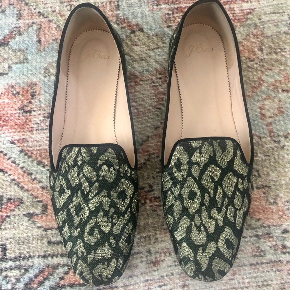 J. Crew Leopard Brocade Loafers